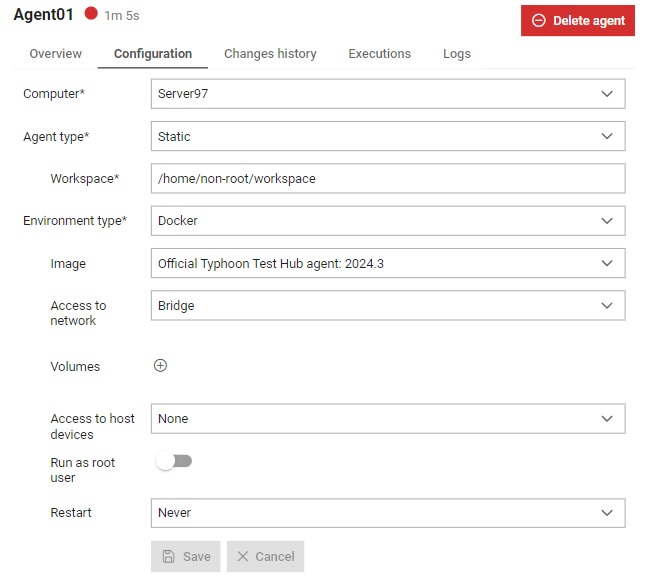 configurable when agent is offline
