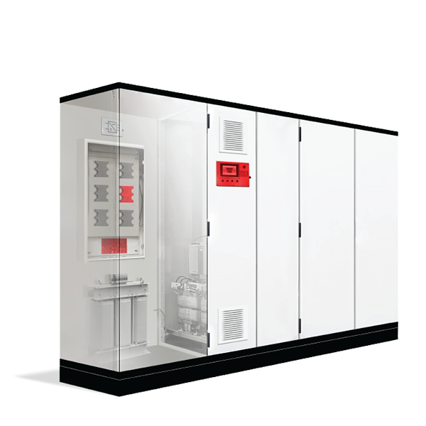 Power electronics cabinet with highlighted controller under test.