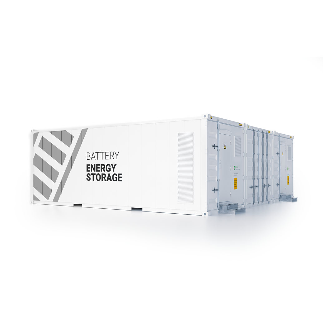 Battery energy storage container on white background.