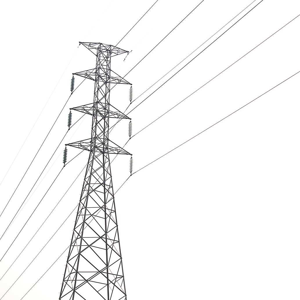Transmission tower on white background.