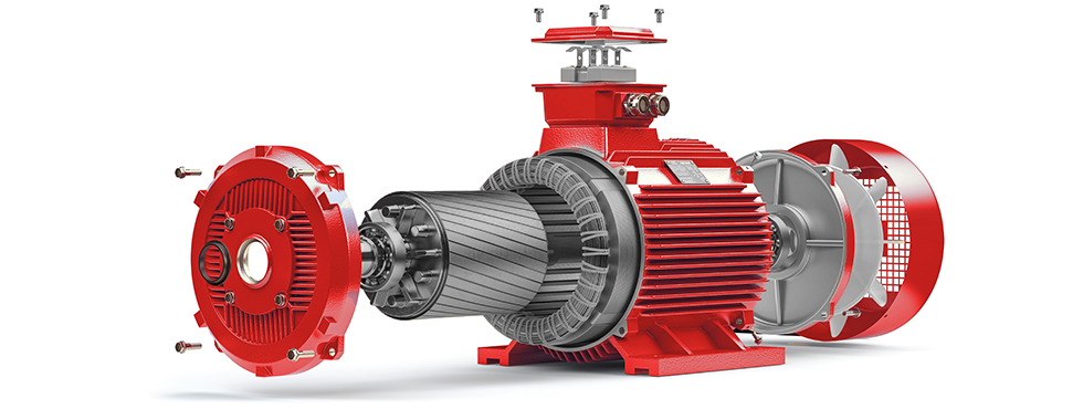 Electric motor drive divided into parts.