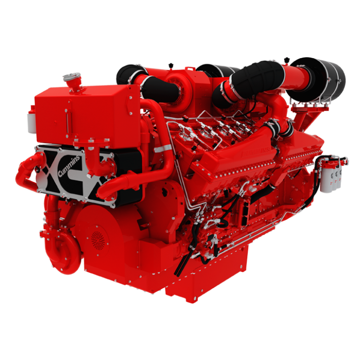 A vibrant red electric motor drive.