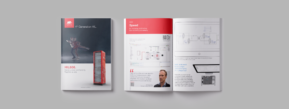 A HIL606 brochure featuring a striking red and white design.