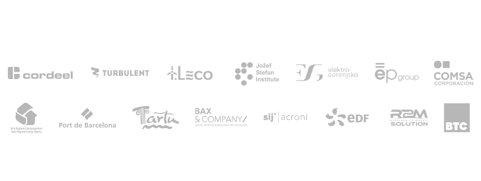 Partners of InnoCyPES project: Cordeel, Turbulent, i.LECO, Jožef Stefan Institute, Elektro Gorenjska, EP Group, COMSA Corporation, Tartu Regional Energy Agency, Port de Barcelona, Tartu, BAX&Company, SIJ Acroni, Électricité de France, R2M Solution, and BTC.