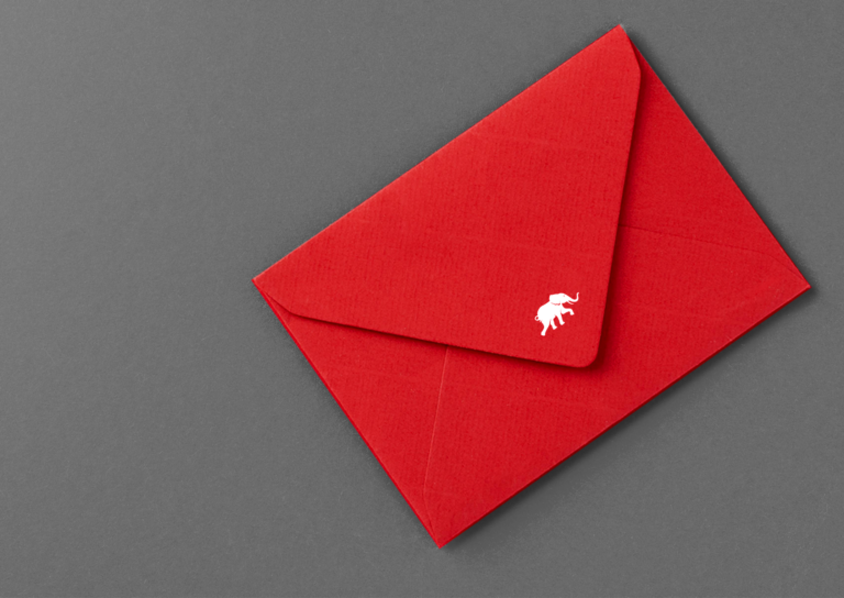 Red envelope with Typhoon HIL logo.