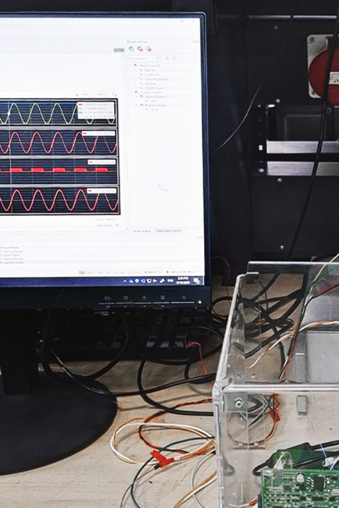 The UPS test setup using HIL.